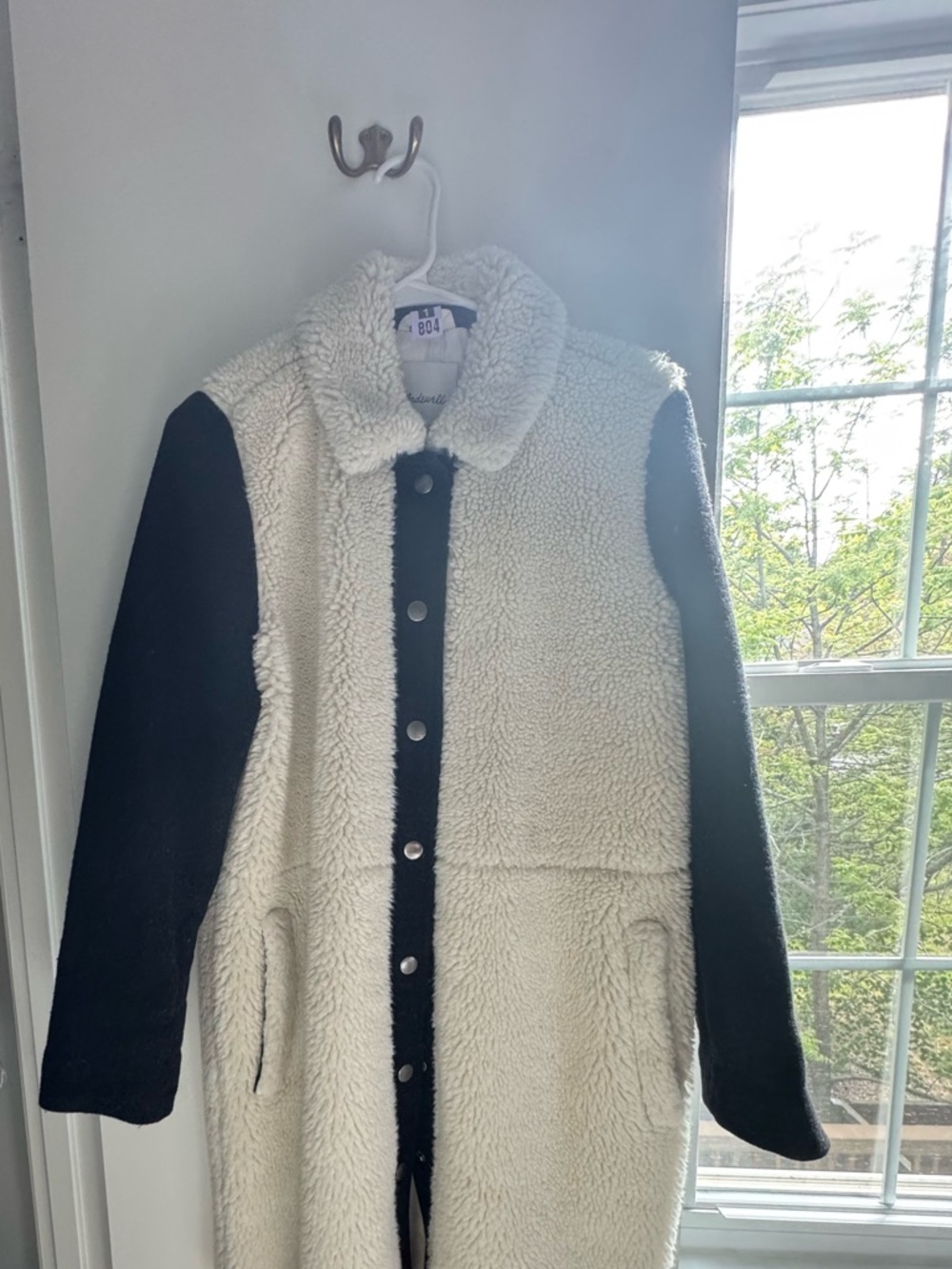Cozy Two-Tone Sherpa Coat - Cream & Black